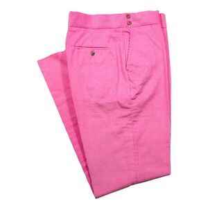 Mens 34 Gurkha Pants Hot Pink Corduroy High Waist Flat Front Straight Trousers